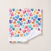 Herzfarbe Niedliche Liebe Individuelle Name Badhandtuch Set (Waschlappen)