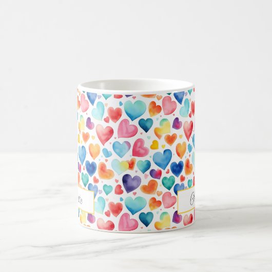 Herzfarbe Niedliche Liebe Individuelle Name Kaffeetasse (Mittel)