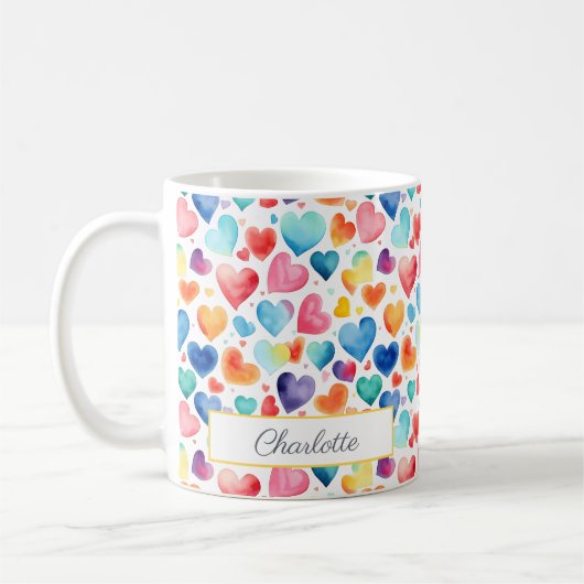 Herzfarbe Niedliche Liebe Individuelle Name Kaffeetasse (Links)