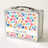 Herzfarbe Niedliche Liebe Individuelle Name Metall Brotdose (Vorderseite)