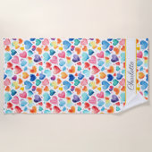 Herzfarbe Niedliche Liebe Individuelle Name Strandtuch (Vorderseite)