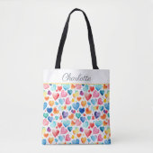 Herzfarbe Niedliche Liebe Individuelle Name Tasche (Vorderseite)