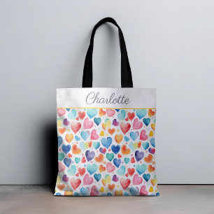 Herzfarbe Niedliche Liebe Individuelle Name Tasche