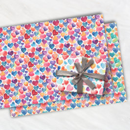 Herzfarbe Niedliche Liebe Süße Muster Geschenkpapier Set