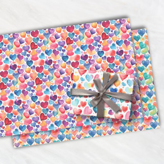 Herzfarbe Niedliche Liebe Süße Muster Geschenkpapier Set