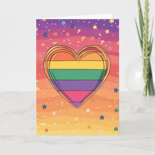 Herzfarbiger Regenbogen Feiertagskarte (Vorderseite)
