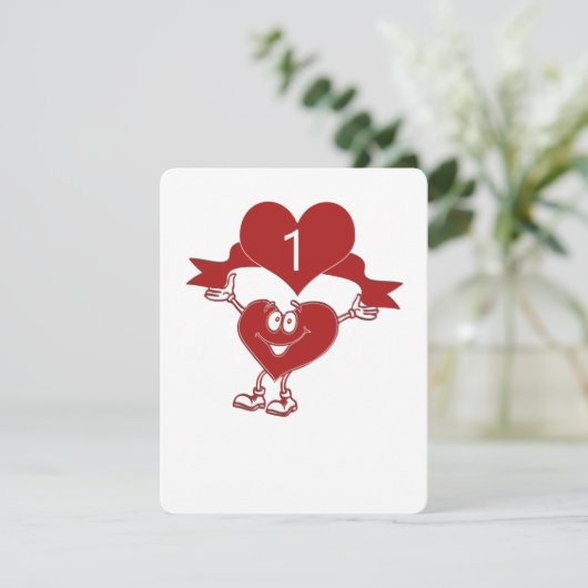 Herzfigur mit Tischnummern (Stehend Vorderseite)