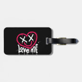 Herzfigur mit toten Augen und Lächeln gesprüht Gepäckanhänger (Rückseite horizontal)