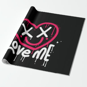 Herzfigur mit toten Augen und Lächeln gesprüht Geschenkpapier