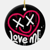 Herzfigur mit toten Augen und Lächeln gesprüht Keramik Ornament (Hinten)