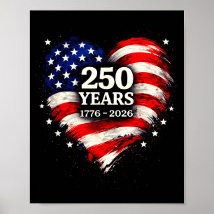 Herzflagge 250 Jahre Freiheitsdesign USA 1776 bis Poster