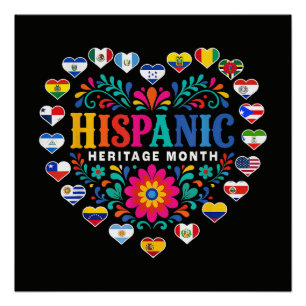 Herzflaggen des National Hispanic Heritage Month Poster