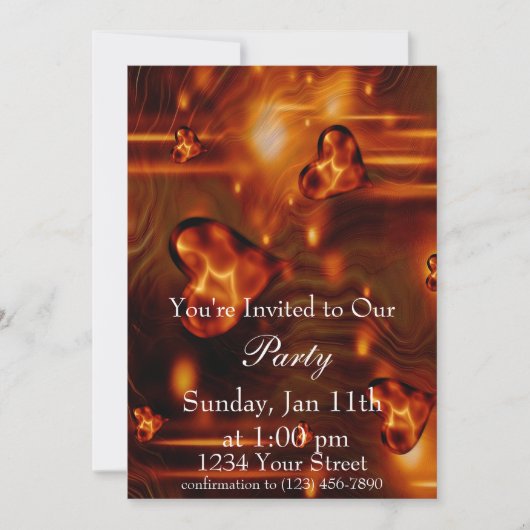 Herzflame-Party laden Sie ein Einladung (Vorderseite)