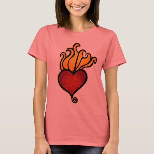 Herzflamme Tattoo Design T-Shirt (Vorderseite)