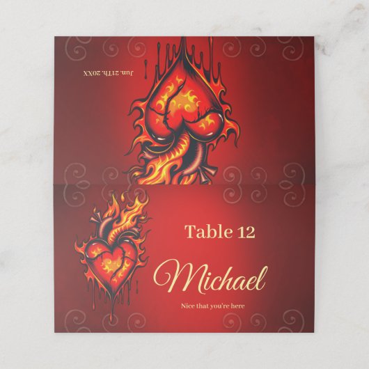 Herzflammen. Platzkarte (Außenseite Aufgefaltet)