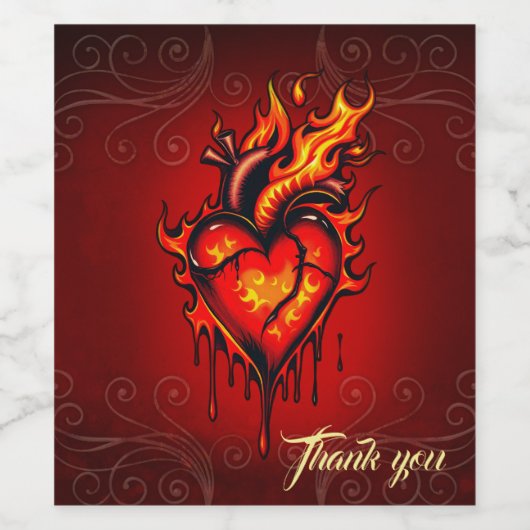 Herzflammen. Weinetikett (Einzelnes Label)