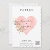 *~* Herzfloral AR6 WEDD SPEICHERN DATUM QR Einladung (Vorderseite)