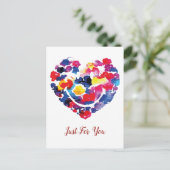 Herzfloral Emoji Happy lächelnd Gesicht Postkarte (Stehend Vorderseite)