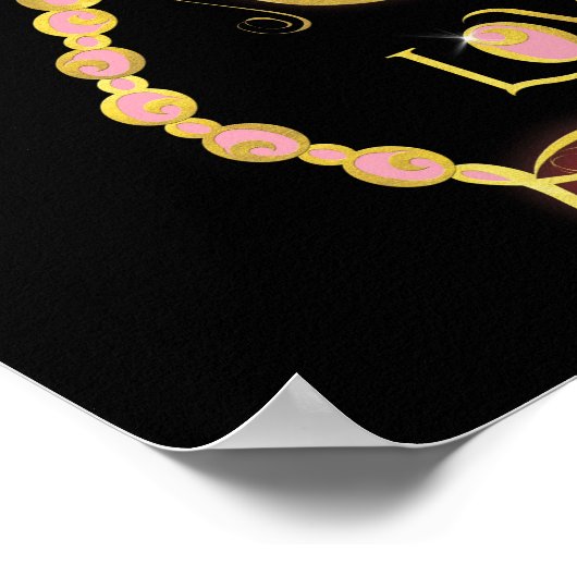 Herzflügel Dragonfly "Liebe" Gold hübsches Design Poster (Ecke)