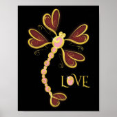 Herzflügel Dragonfly "Liebe" Gold hübsches Design Poster (Vorne)