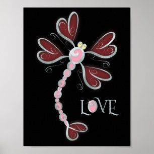 Herzflügel Dragonfly "Liebe" hübsches Design sil Poster
