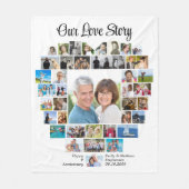 Herzform 40 Foto Collage Unsere Liebe Story Fleecedecke (Vorderseite)