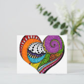Herzform auf der Postkarte - farbiges Bild (Stehend Vorderseite)