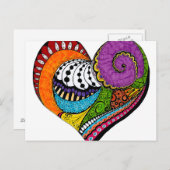 Herzform auf der Postkarte - farbiges Bild (Vorne/Hinten)