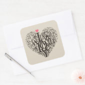 Herzform aus Buchstaben Quadratischer Aufkleber (Umschlag)