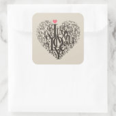 Herzform aus Buchstaben Quadratischer Aufkleber (Tasche)