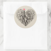 Herzform aus Buchstaben Runder Aufkleber (Tasche)