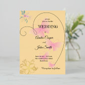 Herzform, Blütendesign, Schmetterlingsdesign Folieneinladung (Stehend vorne)