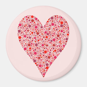Herzform Crimson Polka Dots on Pink Magnet