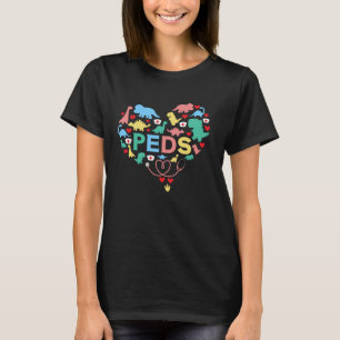 Herzform Dinosaurier Peds Nurse P T-Shirt