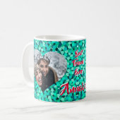 Herzform Foto Aquamarin Sparkle Kaffeetasse (Vorderseite Links)