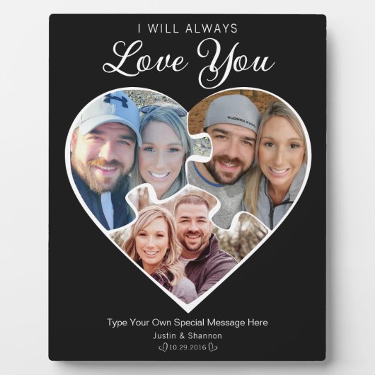 Herzform Foto Collage Liebe Jubiläumsspeicher Fotoplatte (Vorderseite)