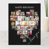 Herzform Foto Collage Liebe Skript Geburtstag Karte (Vorderseite)