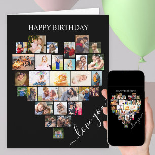 Herzform Foto Collage Liebe Skript Geburtstag Karte