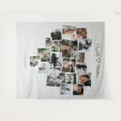 Herzform Foto Collage Liebliche Hochzeitsgeschicht Wandteppich (Vorderseite (Horizontal))