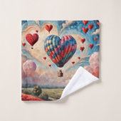 Herzform Heißluftballon Badhandtuch Set (Waschlappen)