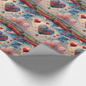 Herzform Heißluftballon Geschenkpapier (Ecke)