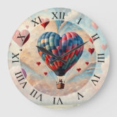 Herzform Heißluftballon Große Wanduhr (Vorderseite)