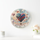 Herzform Heißluftballon Große Wanduhr (Zuhause)