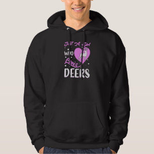 Herzform Hirsch nur ein Mädchen, das Hirsche Liebe Hoodie