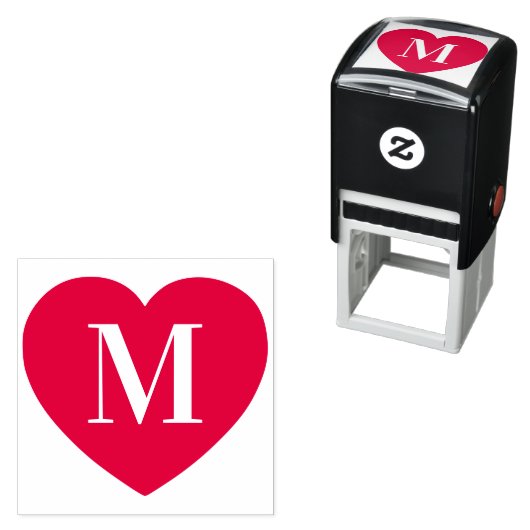 Herzform Klassischer Single Letter Monogram Permastempel (Beispiel)