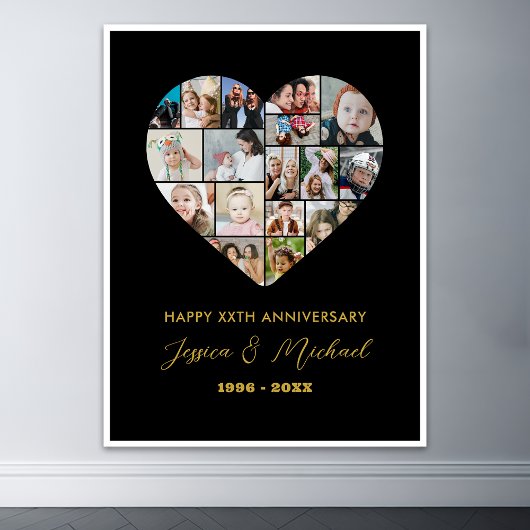 Herzform Liebe Foto Collage Hochzeit Jahrestag Poster