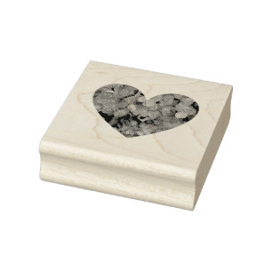 Herzform mit Hydrangea-Blume Blütenblätter Gummistempel
