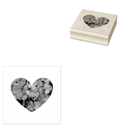 Herzform mit Hydrangea-Blume Blütenblätter Gummistempel (Stempel)