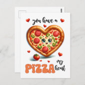 Herzform Pizza Punny Mein Herz Valentine Postkarte (Vorne/Hinten)