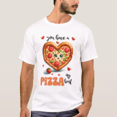 Herzform Pizza Punny Mein Herz Valentine T-Shirt (Vorderseite)